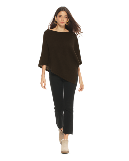 Women's Pure Cashmere Capelet Poncho Coffee