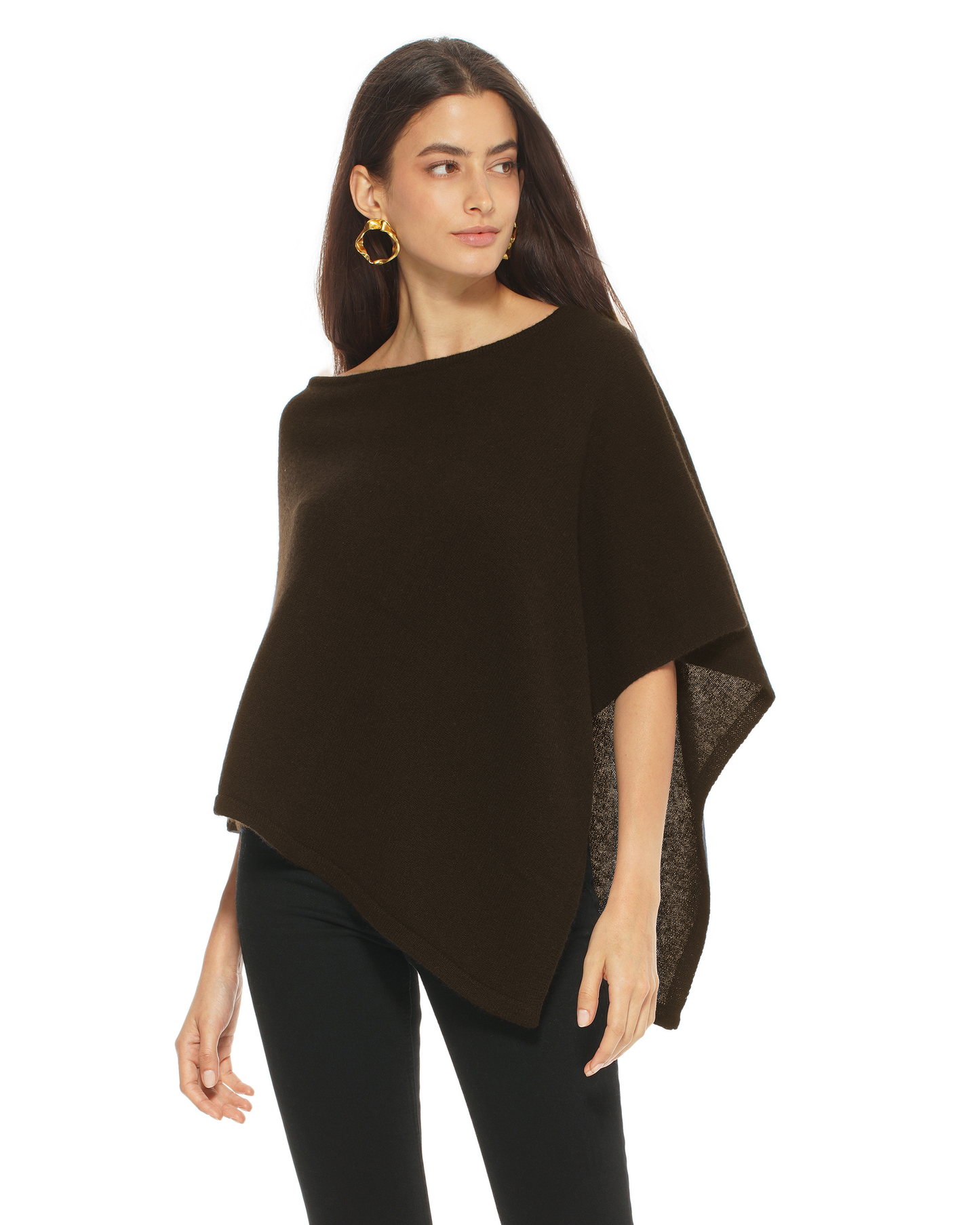Women's Pure Cashmere Capelet Poncho Coffee