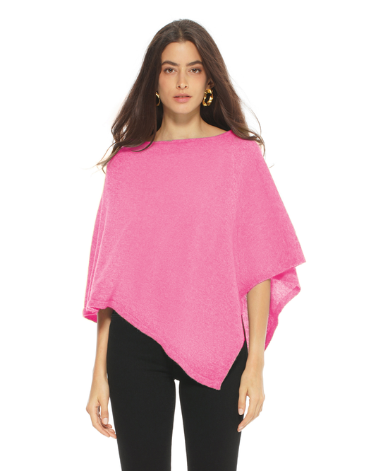 Women's Pure Cashmere Capelet Poncho Fuchsia