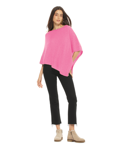 Women's Pure Cashmere Capelet Poncho Fuchsia