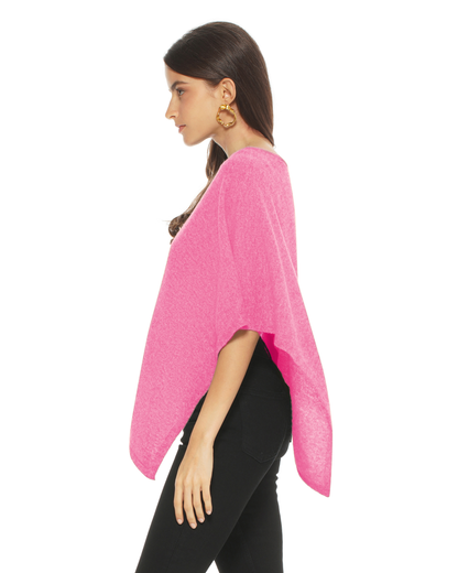 Women's Pure Cashmere Capelet Poncho Fuchsia