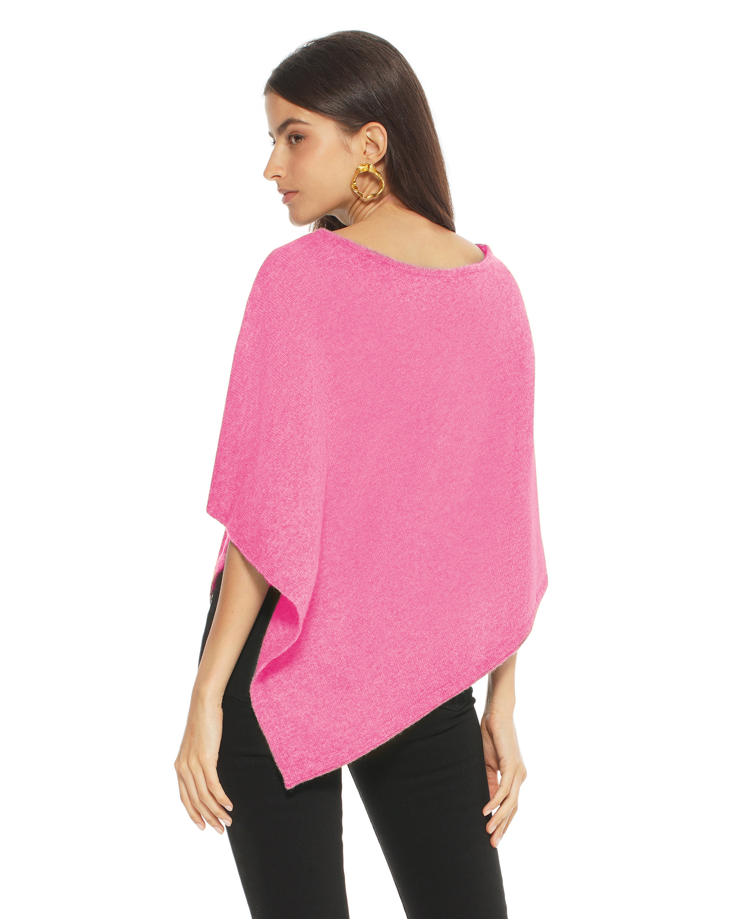 Women's Pure Cashmere Capelet Poncho Fuchsia