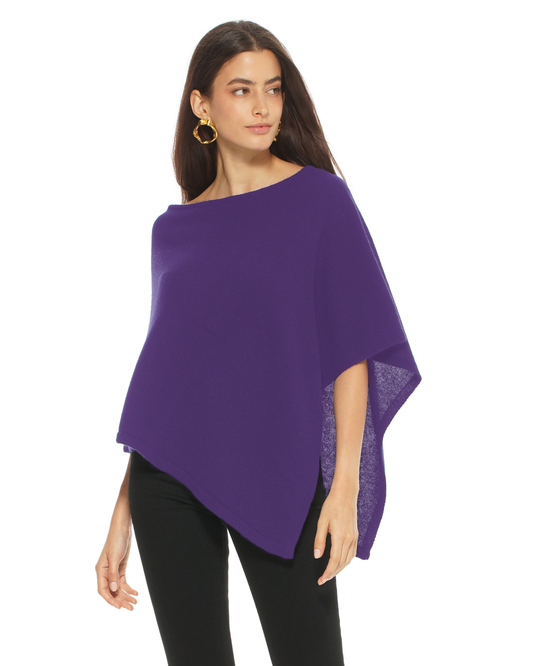 Women's Pure Cashmere Capelet Poncho Iris Purple