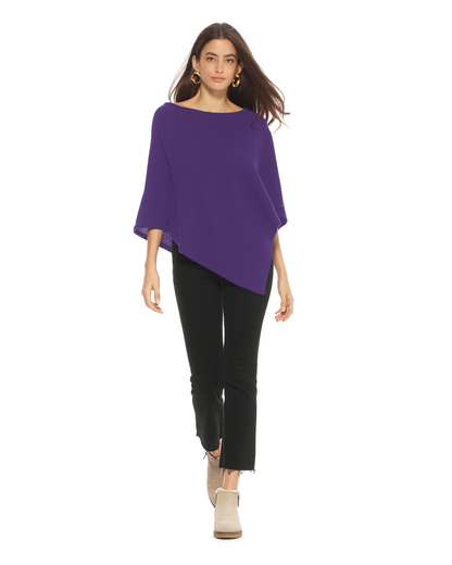 Women's Pure Cashmere Capelet Poncho Iris Purple