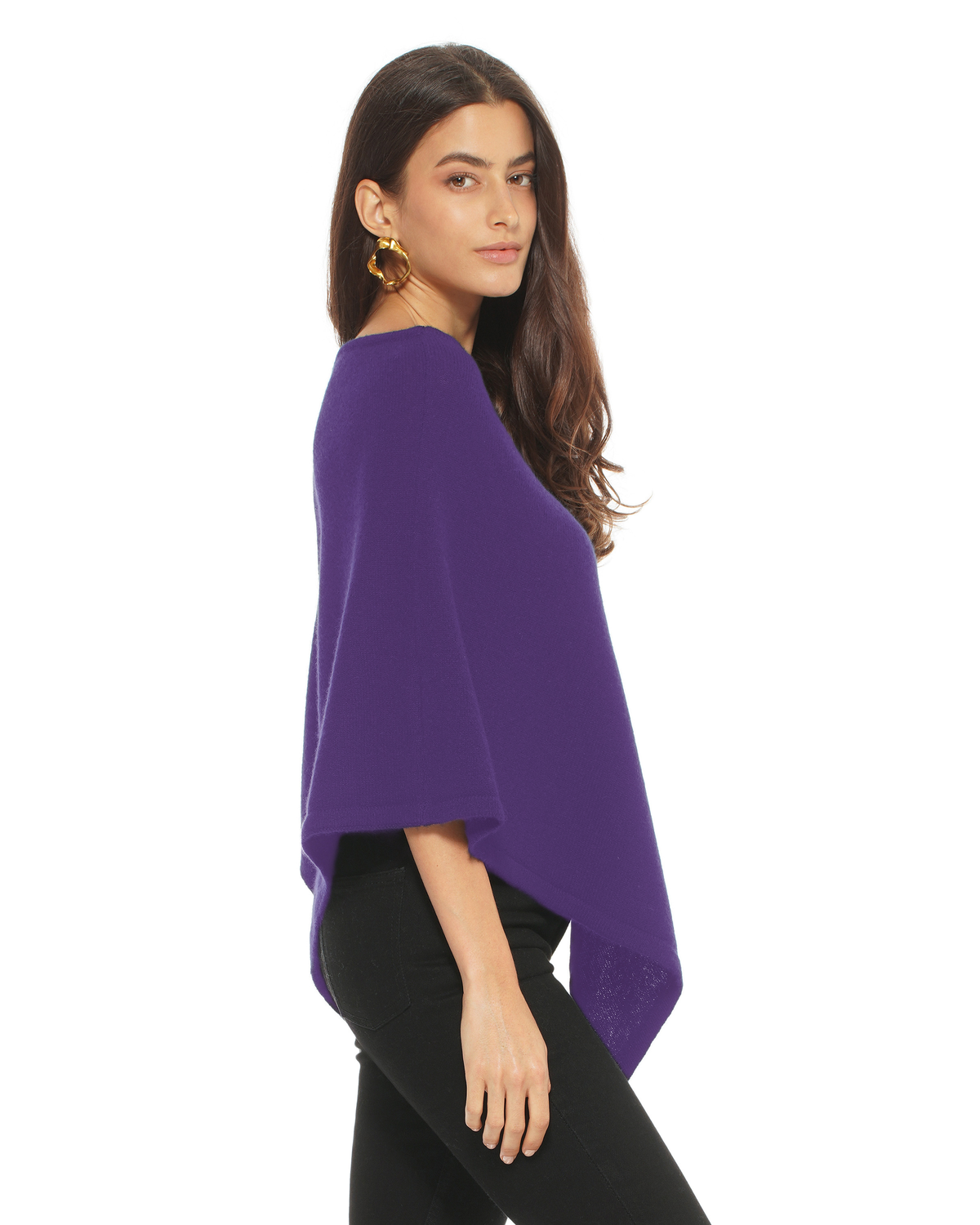Women's Pure Cashmere Capelet Poncho Iris Purple