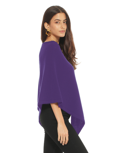 Women's Pure Cashmere Capelet Poncho Iris Purple