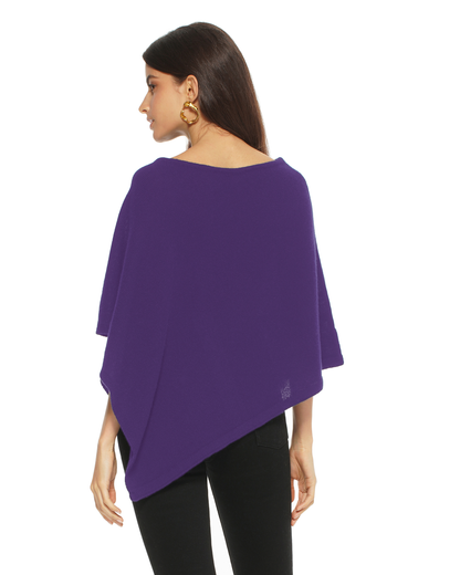 Women's Pure Cashmere Capelet Poncho Iris Purple