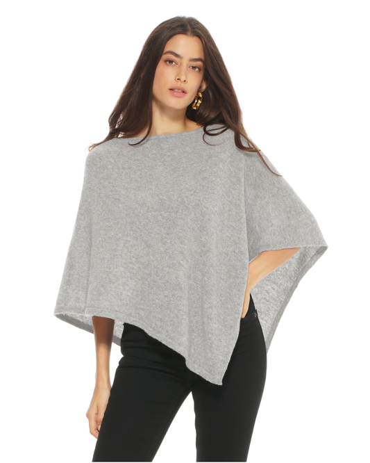 Women's Pure Cashmere Capelet Poncho Light Gray
