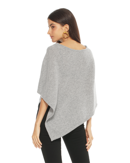 Women's Pure Cashmere Capelet Poncho Light Gray