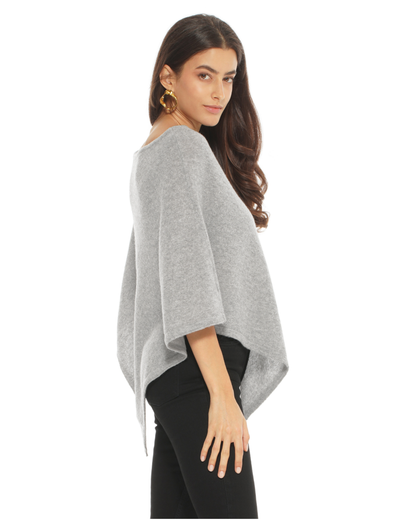 Women's Pure Cashmere Capelet Poncho Light Gray