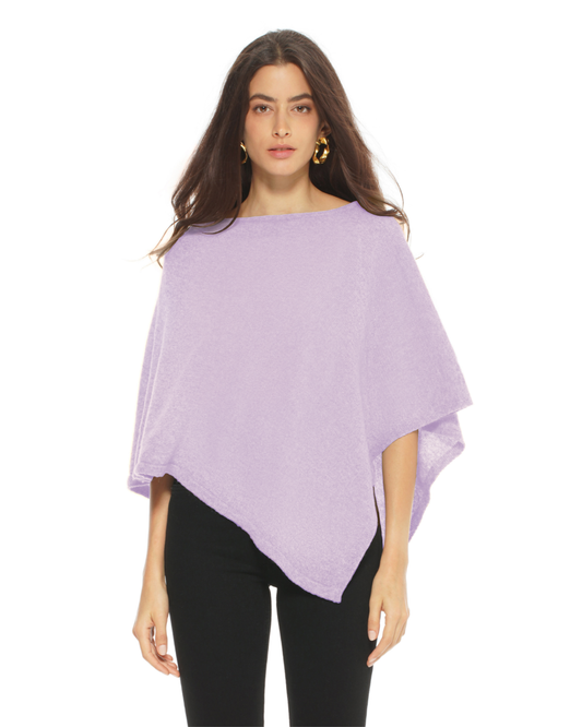 Women's Pure Cashmere Capelet Poncho Lilac