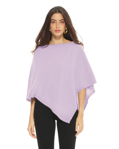 Women's Pure Cashmere Capelet Poncho Lilac