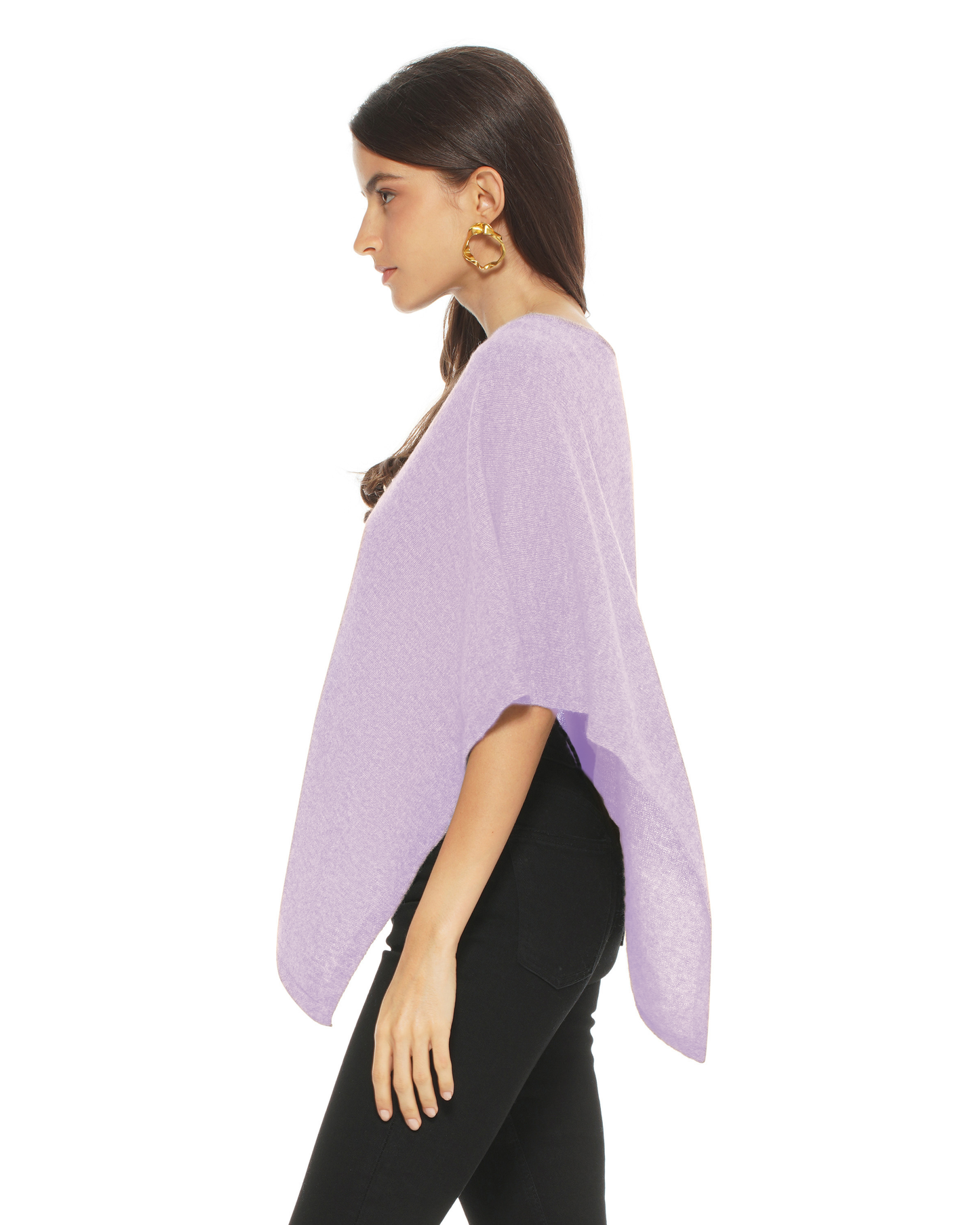 Women's Pure Cashmere Capelet Poncho Lilac