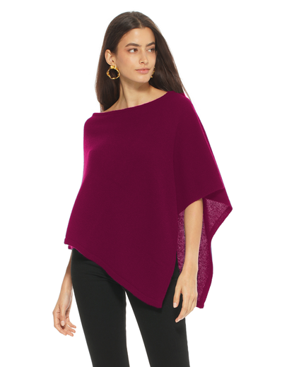 Women's Pure Cashmere Capelet Poncho Magenta