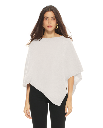 Women's Pure Cashmere Capelet Poncho Milk White