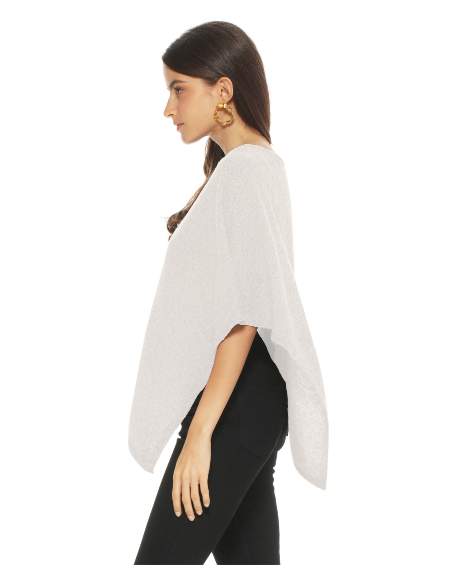 Women's Pure Cashmere Capelet Poncho Milk White