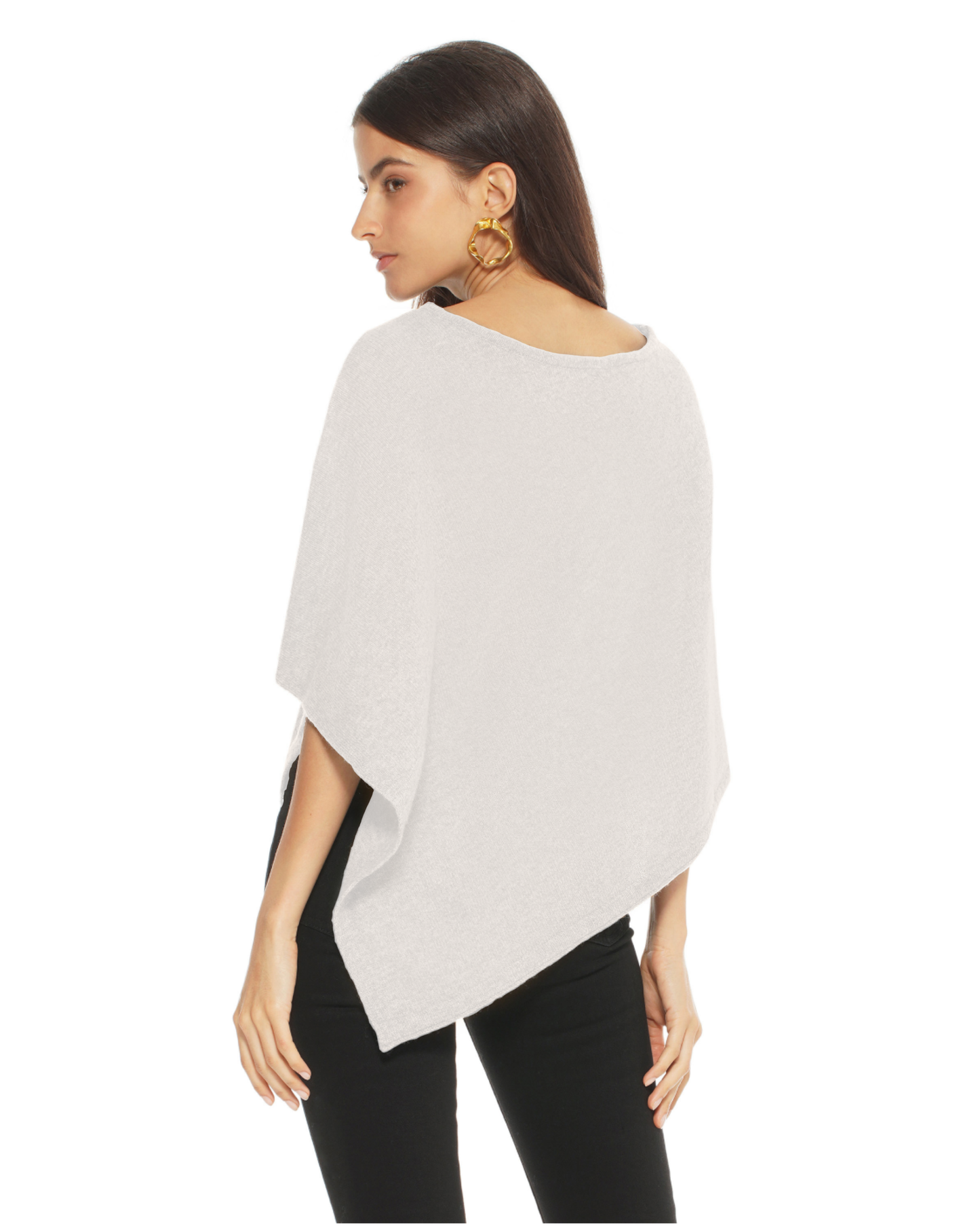 Women's Pure Cashmere Capelet Poncho Milk White