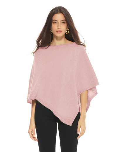Women's Pure Cashmere Capelet Poncho Old Rose