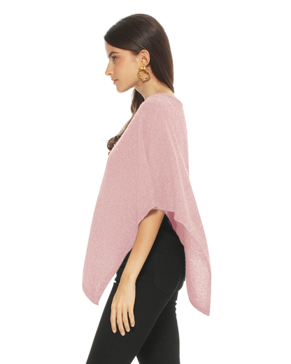 Women's Pure Cashmere Capelet Poncho Old Rose
