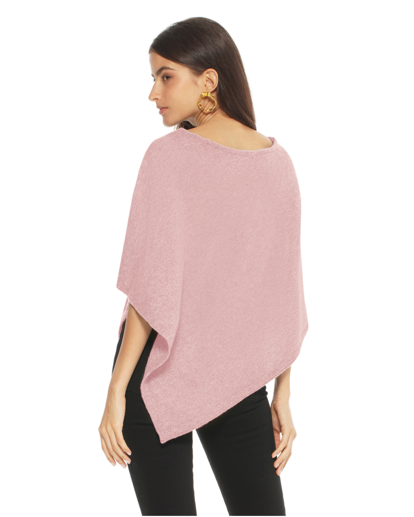 Women's Pure Cashmere Capelet Poncho Old Rose