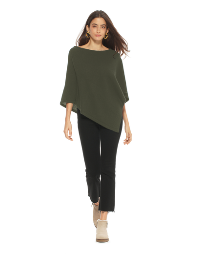 Women's Pure Cashmere Capelet Poncho Olive Green
