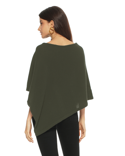 Women's Pure Cashmere Capelet Poncho Olive Green