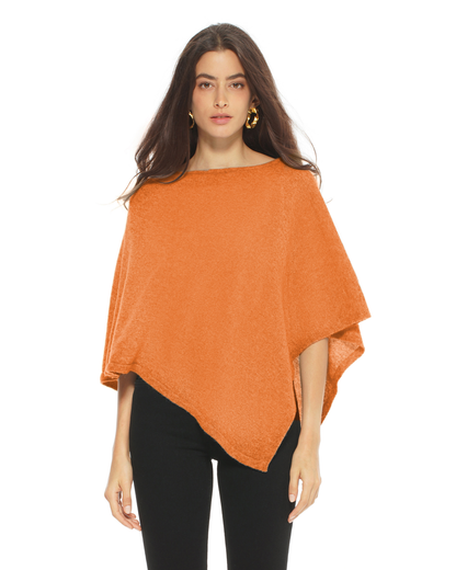 Women's Pure Cashmere Capelet Poncho Saffron