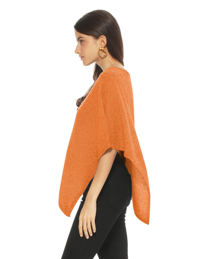 Women's Pure Cashmere Capelet Poncho Saffron