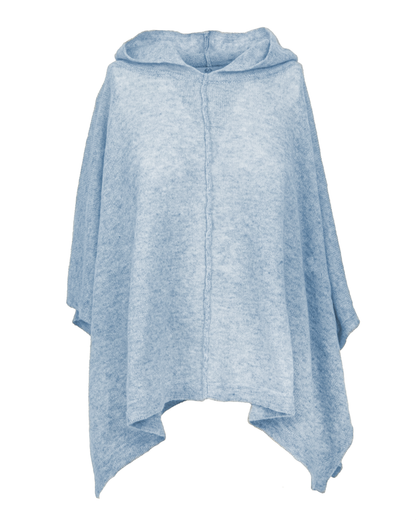 Women's Cashmere Button Hoodie Poncho Baby Blue
