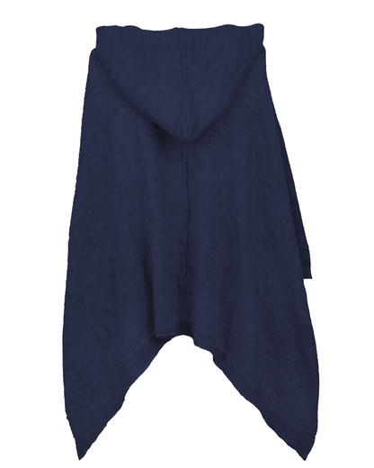 Women's Cashmere Button Hoodie Poncho Blue