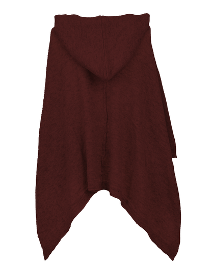 Women's Cashmere Button Hoodie Poncho Bordeaux