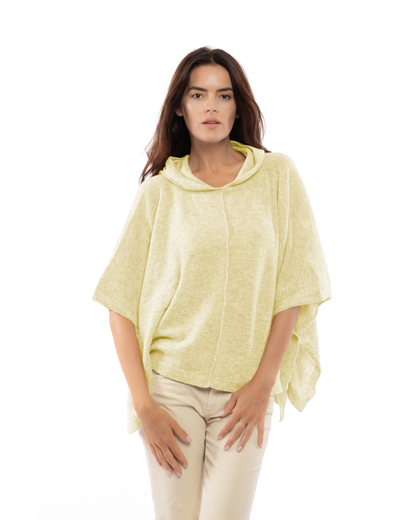 Women's Cashmere Button Hoodie Poncho Butter Yellow