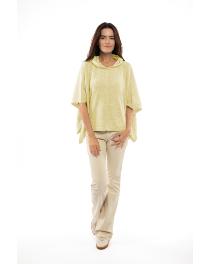 Women's Cashmere Button Hoodie Poncho Butter Yellow