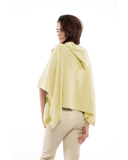 Women's Cashmere Button Hoodie Poncho Butter Yellow