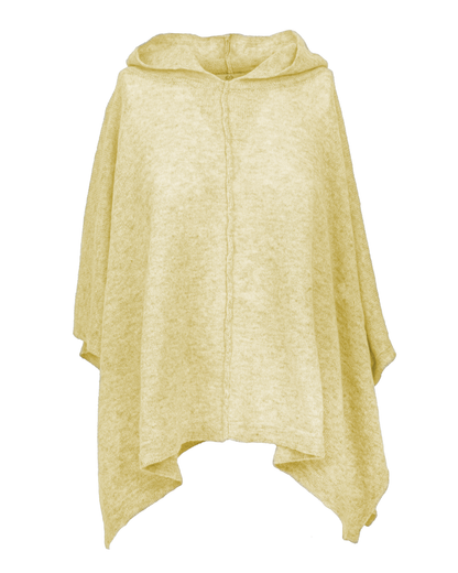 Women's Cashmere Button Hoodie Poncho Butter Yellow