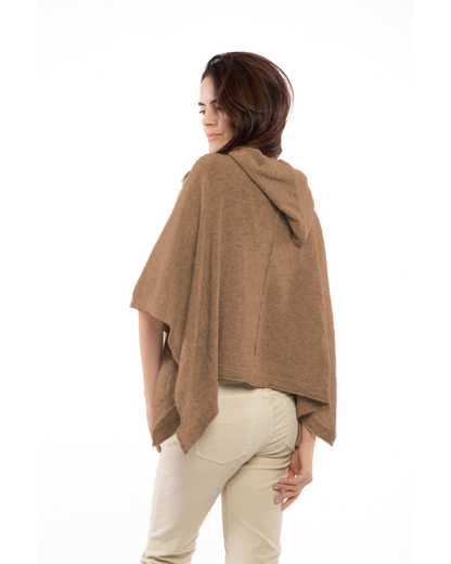 Women's Cashmere Button Hoodie Poncho Camel