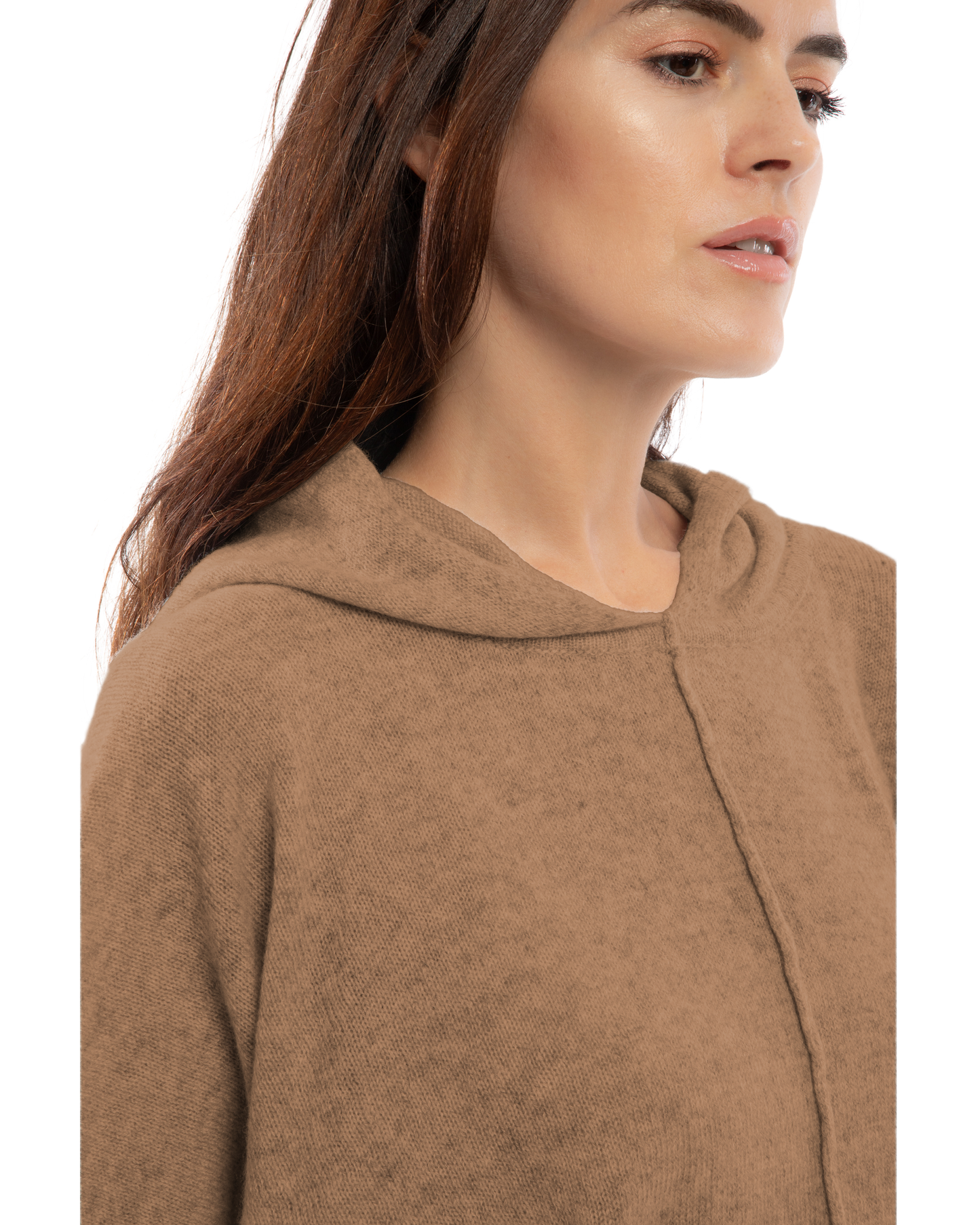Women's Cashmere Button Hoodie Poncho Camel