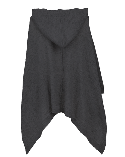 Women's Cashmere Button Hoodie Poncho Charcoal