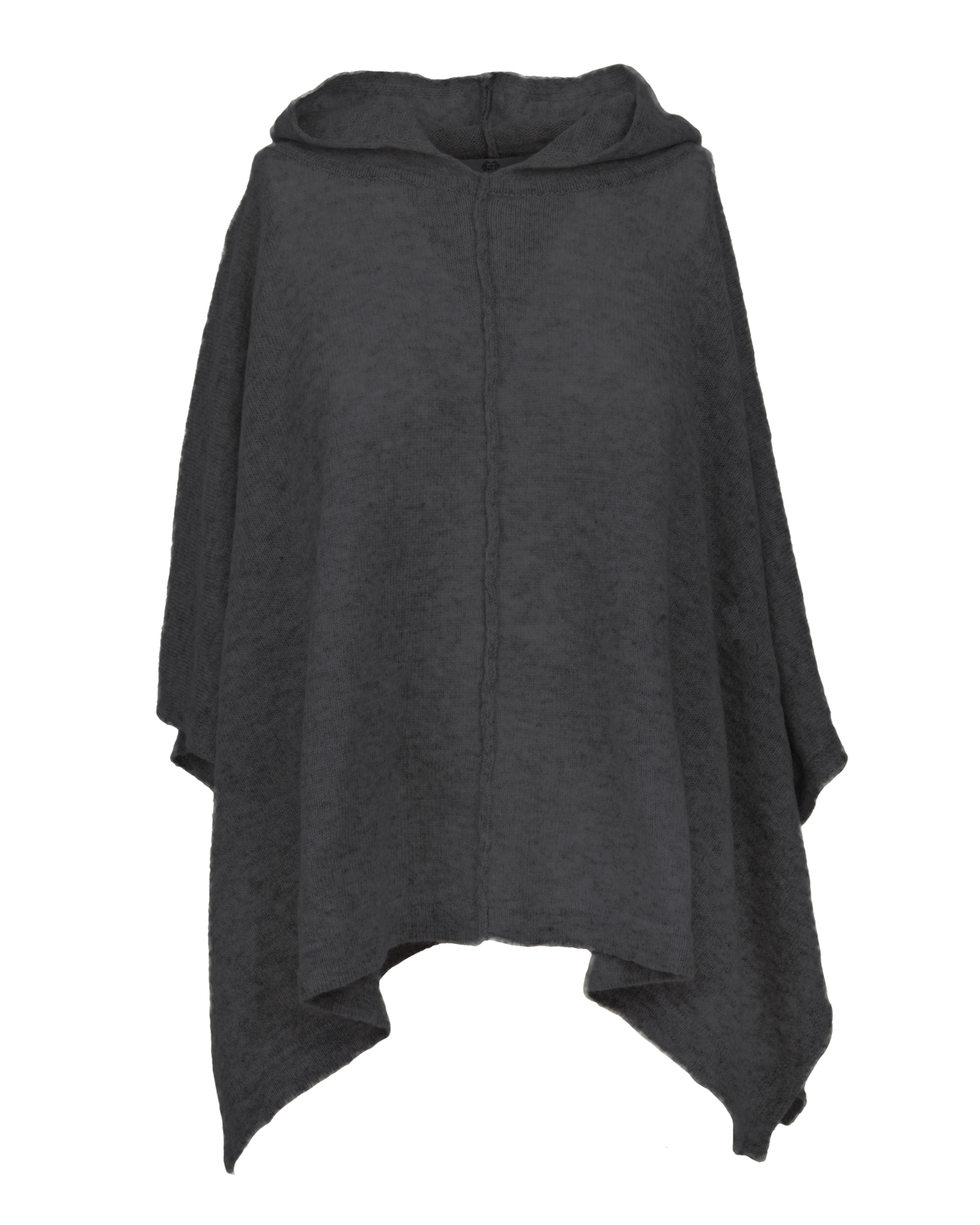 Women's Cashmere Button Hoodie Poncho Charcoal