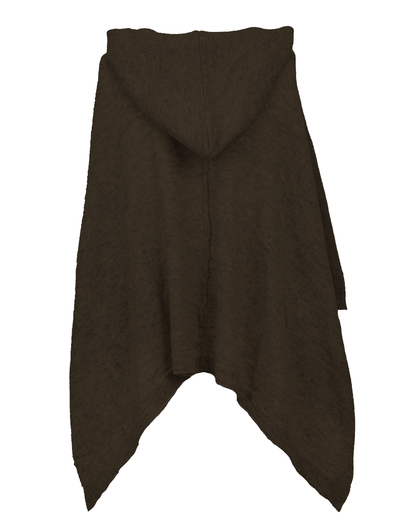 Women's Cashmere Button Hoodie Poncho Coffee