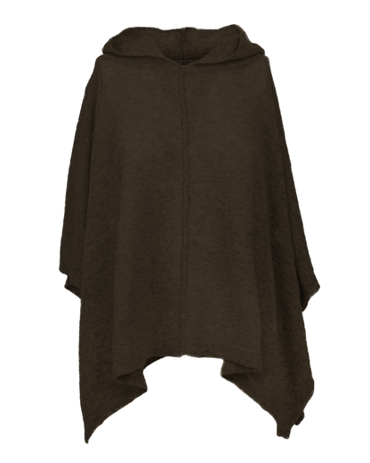 Women's Cashmere Button Hoodie Poncho Coffee