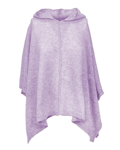 Women's Cashmere Button Hoodie Poncho Lilac