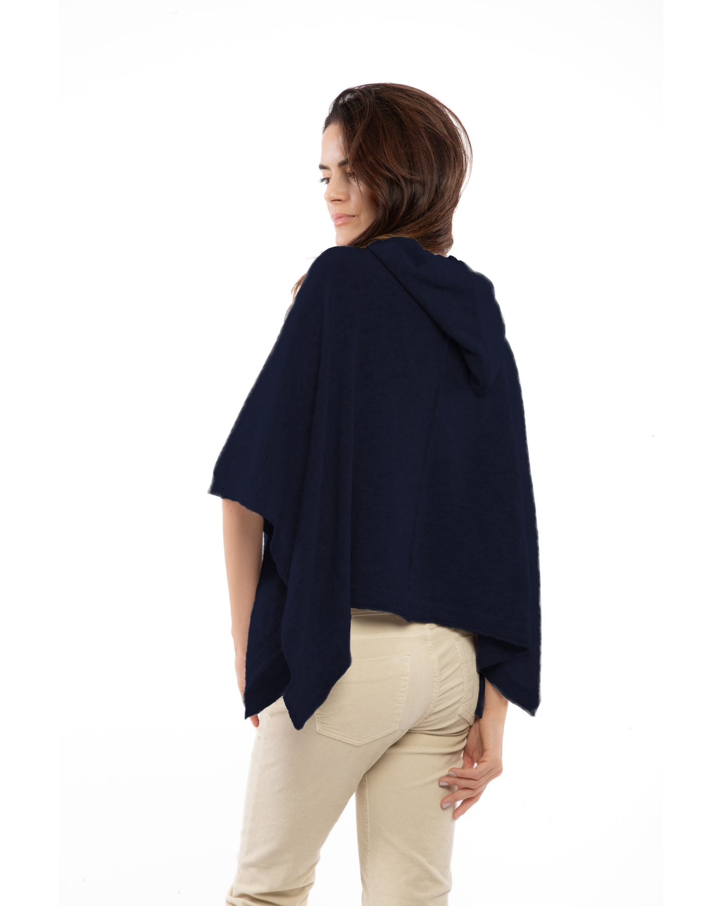 Women's Cashmere Hoodie Poncho Night Blue