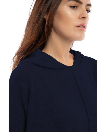 Women's Cashmere Hoodie Poncho Night Blue