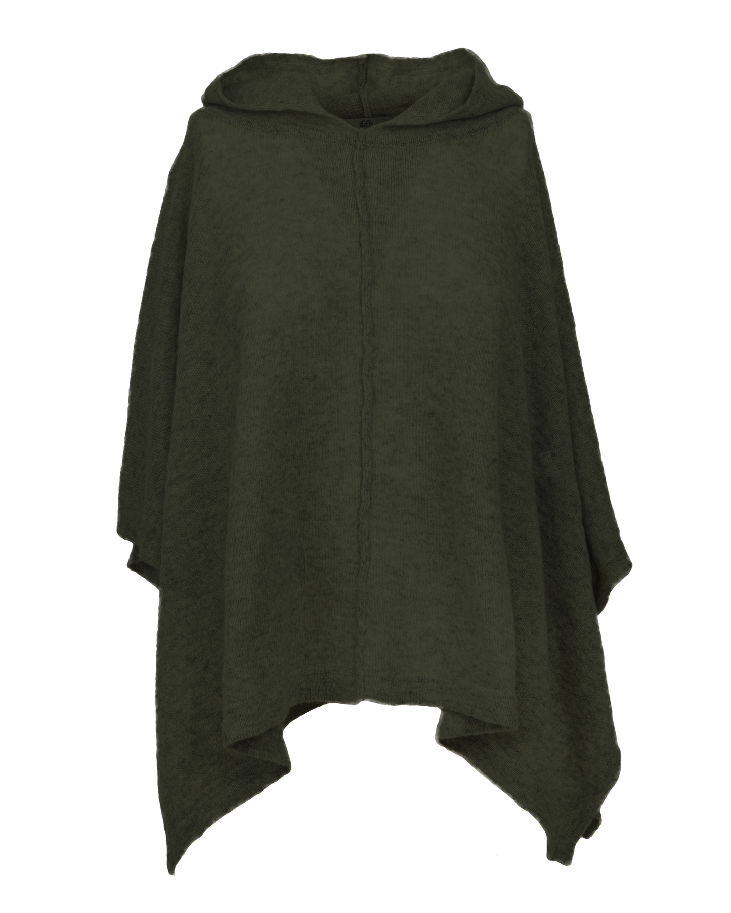 Women's Cashmere Button Hoodie Poncho Olive Green