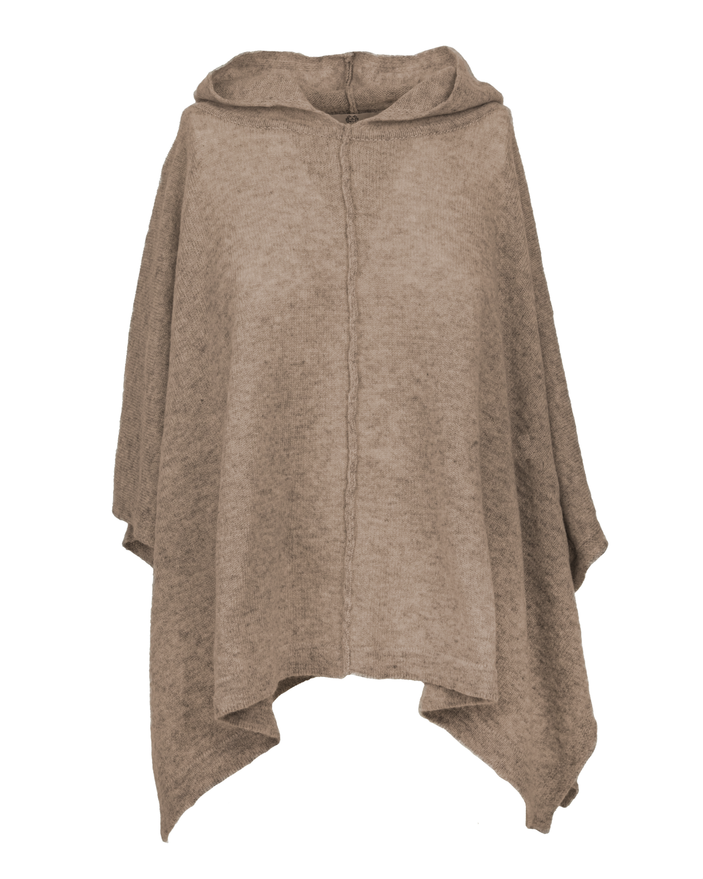 Women's Cashmere Button Hoodie Poncho Taupe
