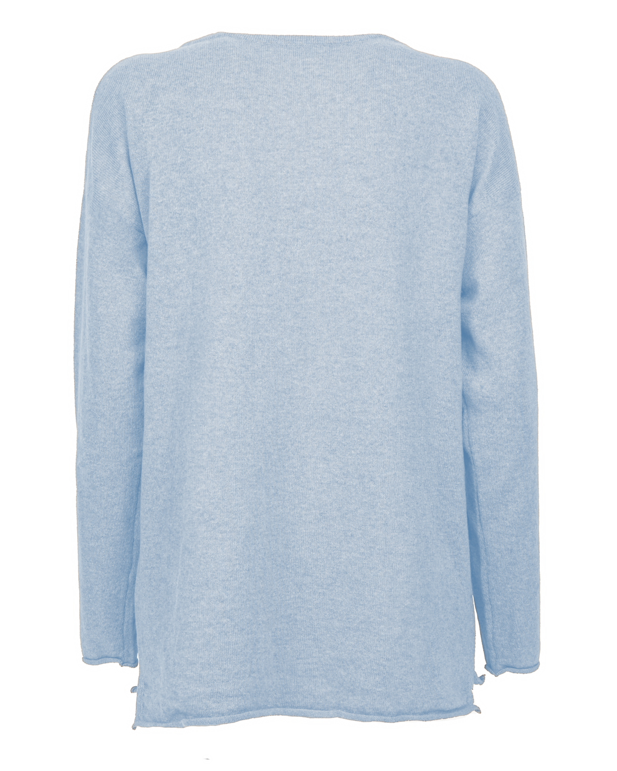 Women's Pure Cashmere Relaxed Maxi Boatneck Baby Blue — back product view