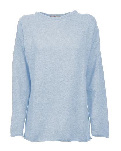 Women's Pure Cashmere Relaxed Maxi Boatneck Baby Blue — front product view