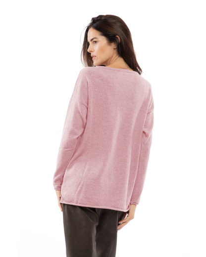 Women's Pure Cashmere Relaxed Maxi Boatneck Baby Pink — view 4