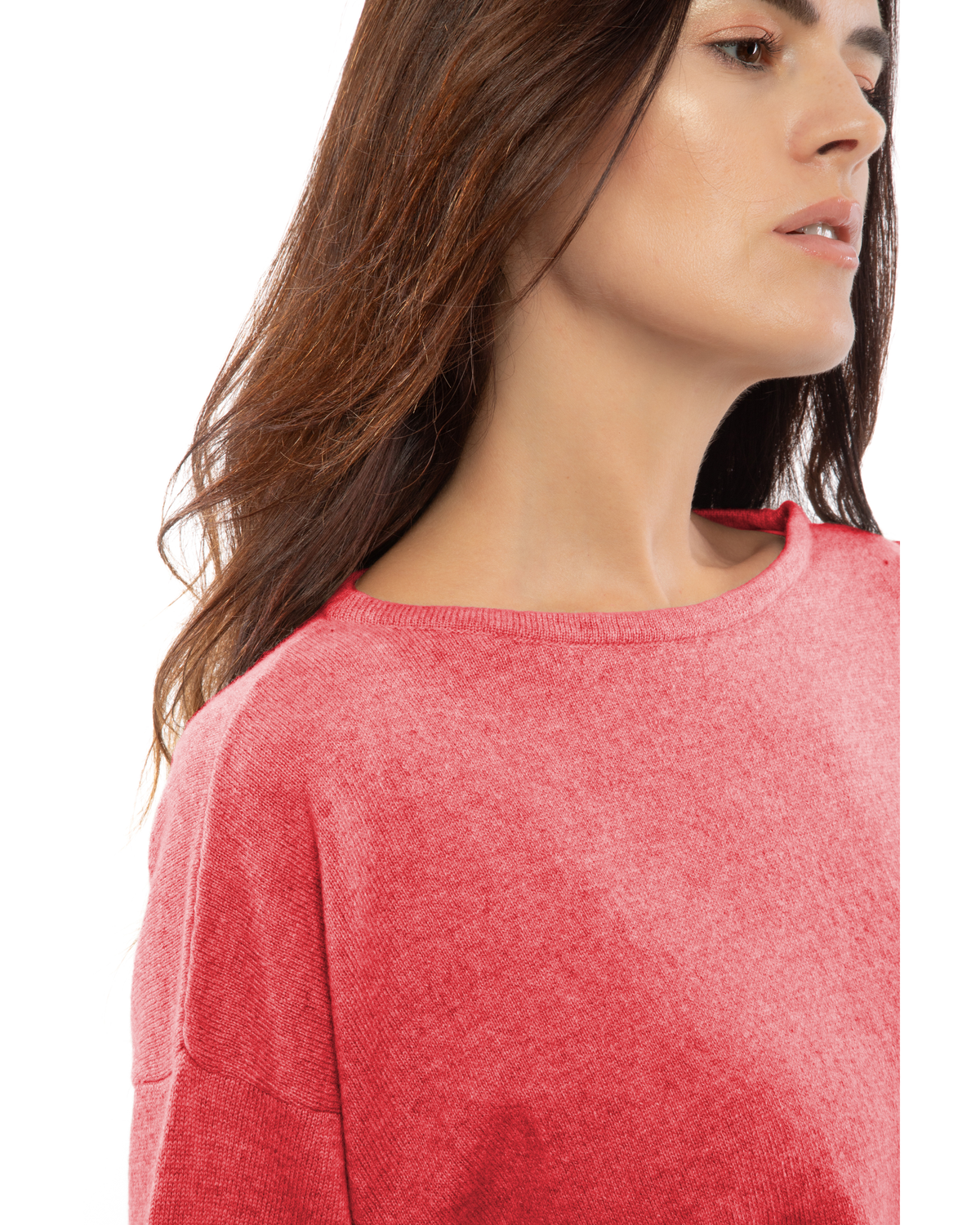 Women's Pure Cashmere Relaxed Maxi Boatneck Coral Red — view 5